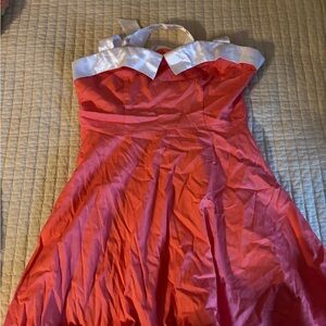 Pink and White Halter Dress